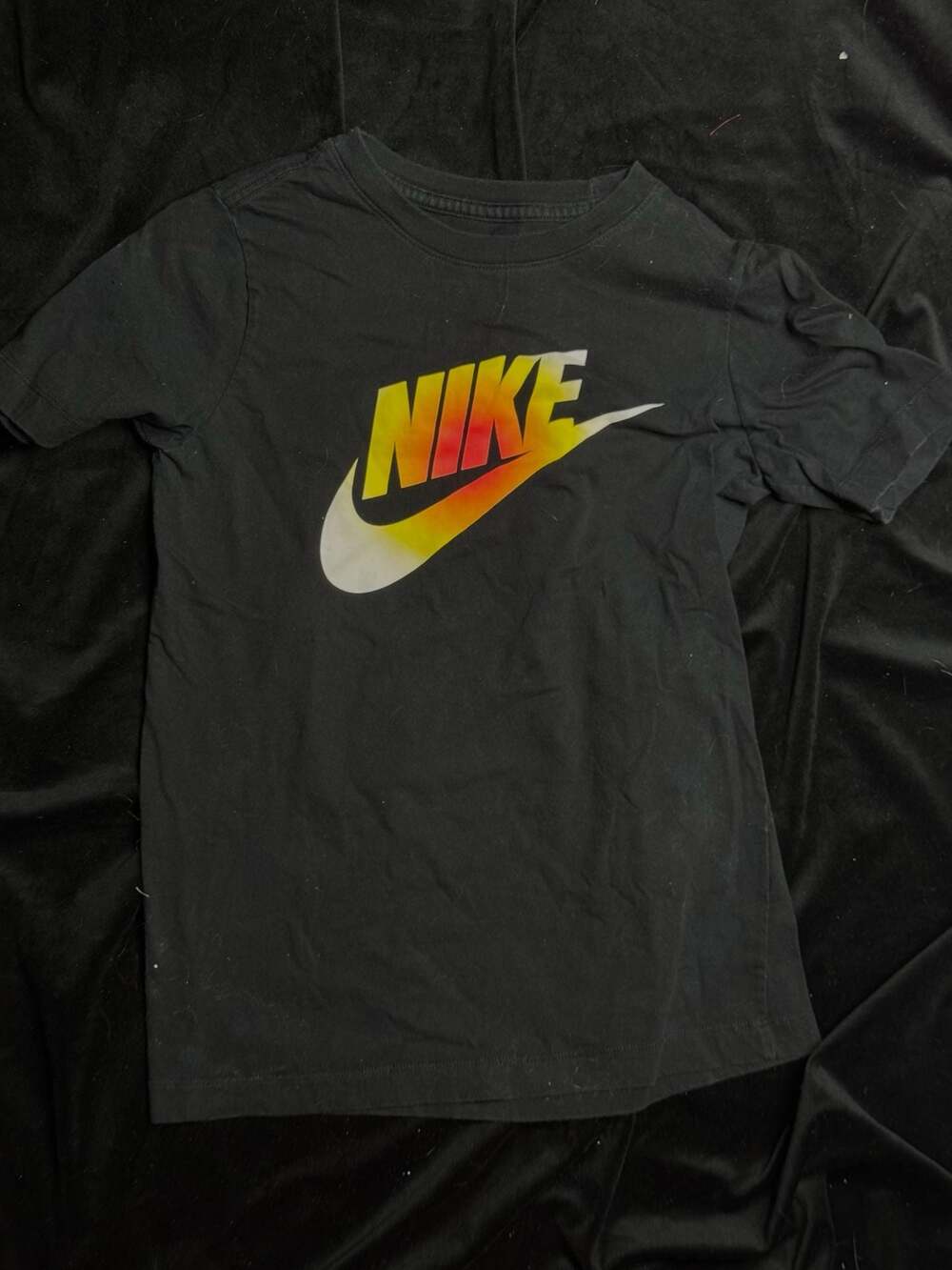 Nike Futura Logo Short Sleeve T-Shirt in Black with Ombre Graphic
